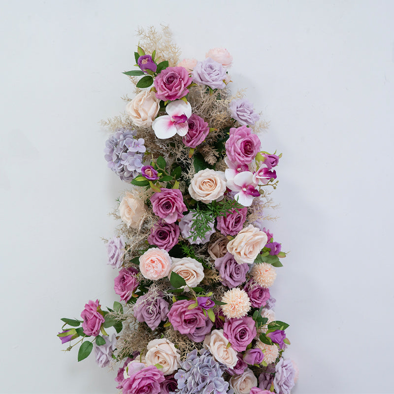 Romantic Mauve and Blush Faux Floral Table Runner, Elegant Cascading Flowers for Special Occasions FA-238