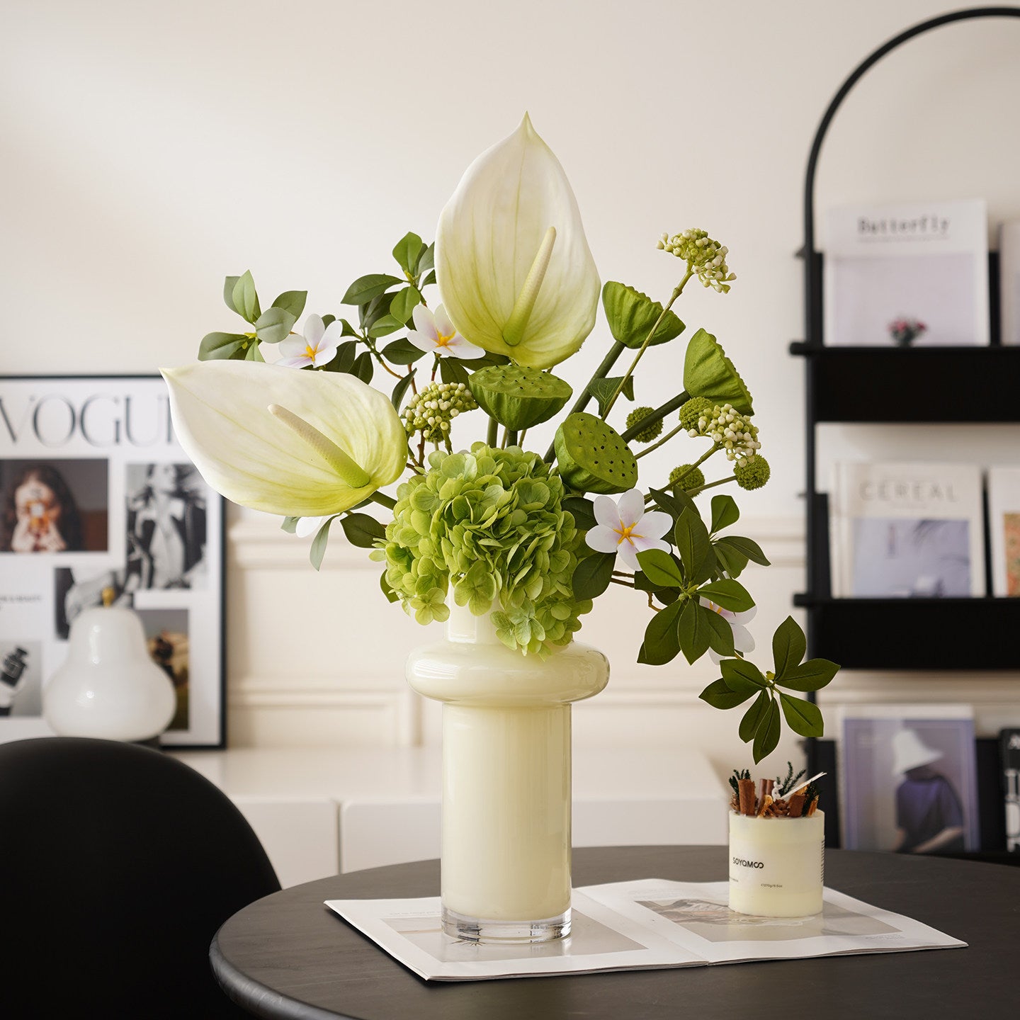 ValarFlower Green Artificial Floral Arrangement for Home Decor, Wedding Table Centerpiece & Event Decoration VB-245