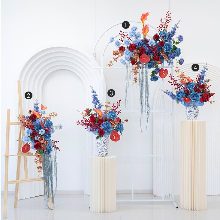 샴페인 플로랄 아치 및 센터피스, 인공 웨딩 배경, 약혼 파티 장식, 이벤트 간판 FA-206