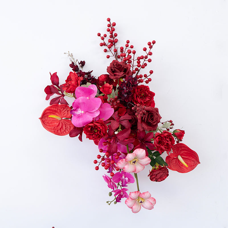 Valar Flower Luxury Red Artificial Flower Arrangement Kit for Wedding Ceremony, Reception & Event Styling FA-302