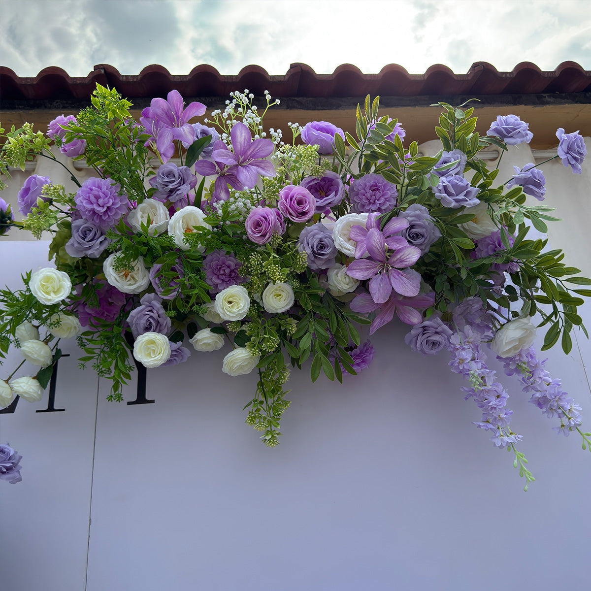 Valar Flower Light Lavender Aisle Floral Runner — Austin Roses & Faux Orchids Wedding Ceremony Decor WF-116