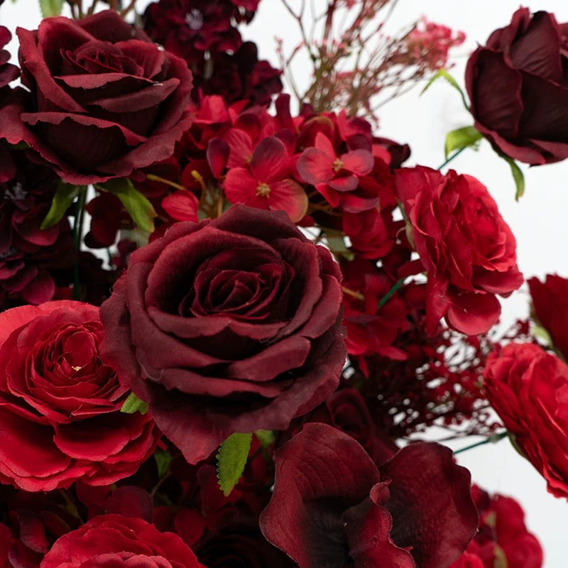 ValarFlower Burgundy Red Artificial Flower Arrangement Set, Luxury Rose Floral Decor for Wedding and Event Styling FA-374