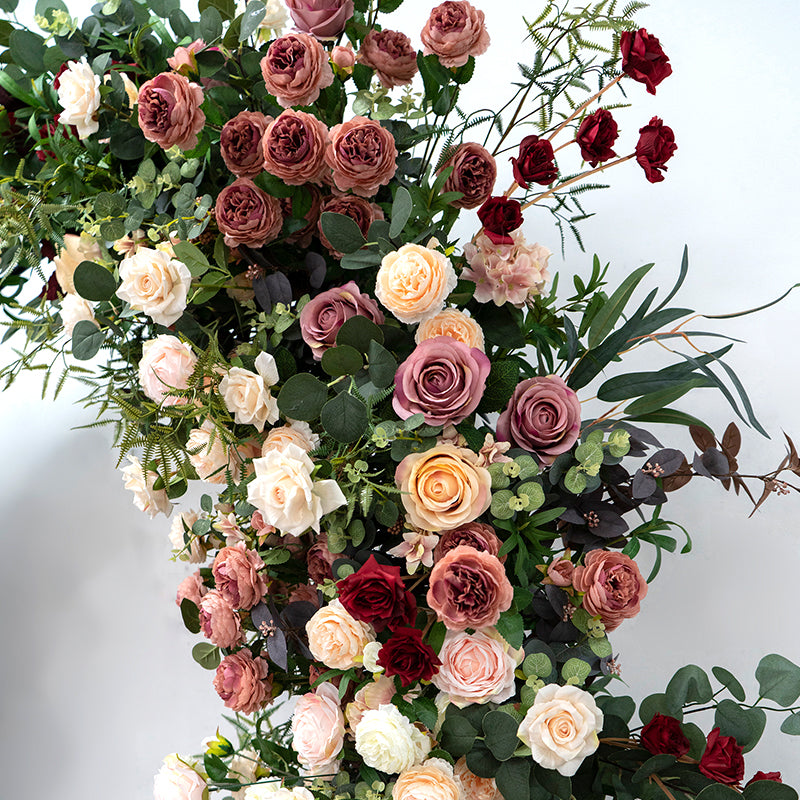 Warm Toned Faux Floral Arch – Vintage-Inspired Wedding Backdrop for Indoor and Outdoor Events VA-357