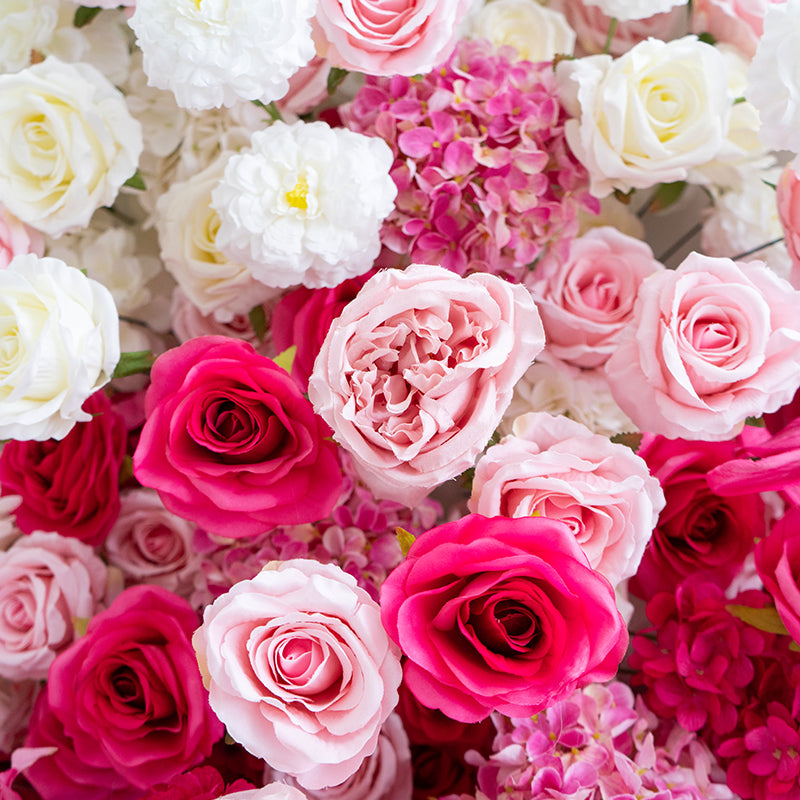 Cascada Floral en Degradado Rosa y Blanco, Arreglo de Flores Artificiales para Fondo de Boda o Decoración de Evento FA-236