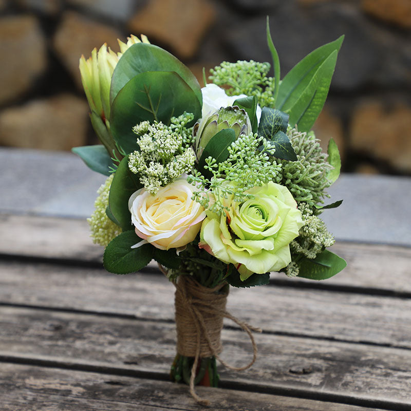 Faux Flower Bouquet | Handmade Artificial Arrangement for Bridal or Seasonal Display VB-218 (Without Vase)