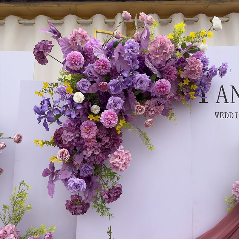 Valar Flower Rose Purple Wedding Aisle Floral Runner — Artificial Ceremony Flowers & Decorative Arrangements WF-114