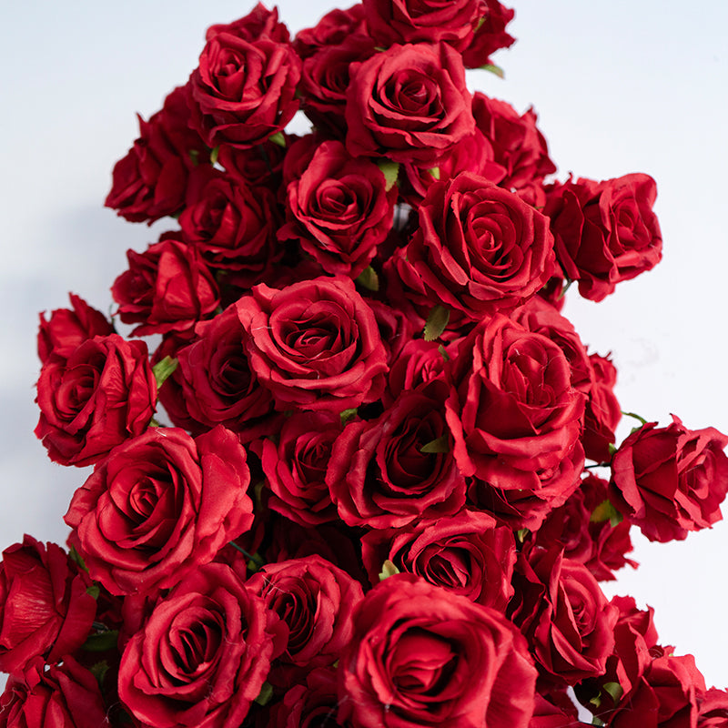 レッドローズウェディングバックドロップ、フローラルアレンジメントディスプレイ、イベントデコレーションおよびレセプションデコレーション FA-226