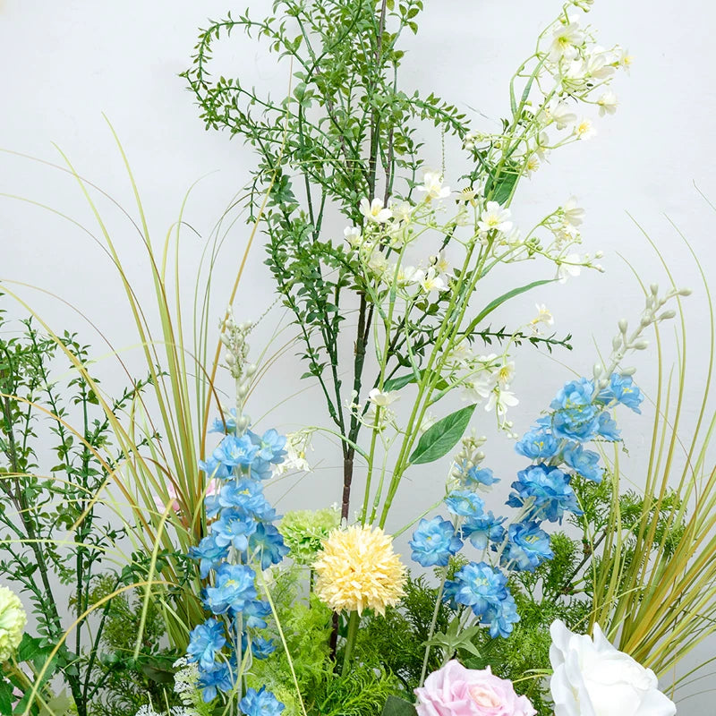 ValarFlower Pastel Wedding Flower Pillars, Artificial Garden Floral Arrangement Set for Ceremony Aisle Decor VA-422