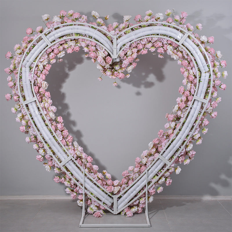 Heart-Shaped Artificial Floral Arch Romantic Wedding Backdrop, Event Decoration, and Ceremony Floral Display HA-402