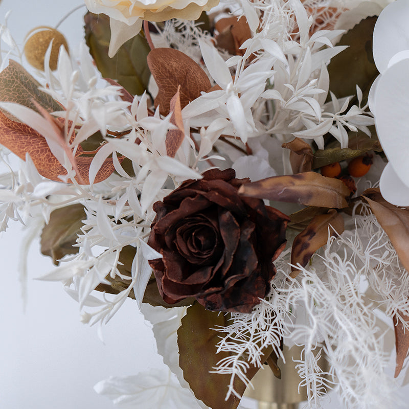 Valar Flower Elegant Dark Coffee Brown Wedding Arch Flower Set – Faux Floral Backdrop for Ceremony & Reception FA-305