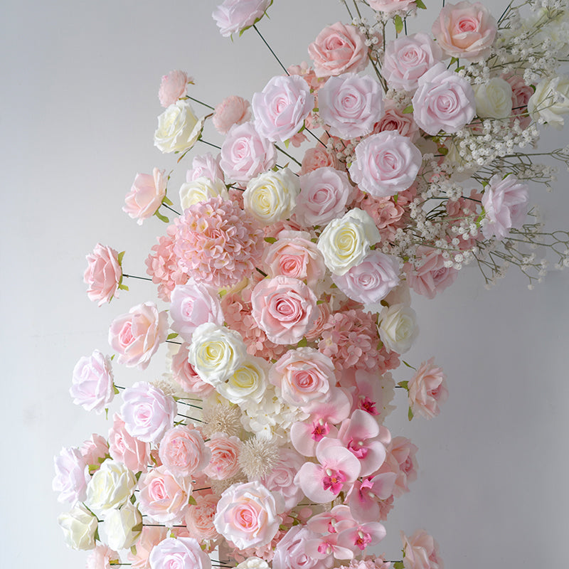 Arche florale élégante en forme de lune pour cérémonie de mariage - Arche de fleurs artificielles pour mariages, événements et occasions spéciales