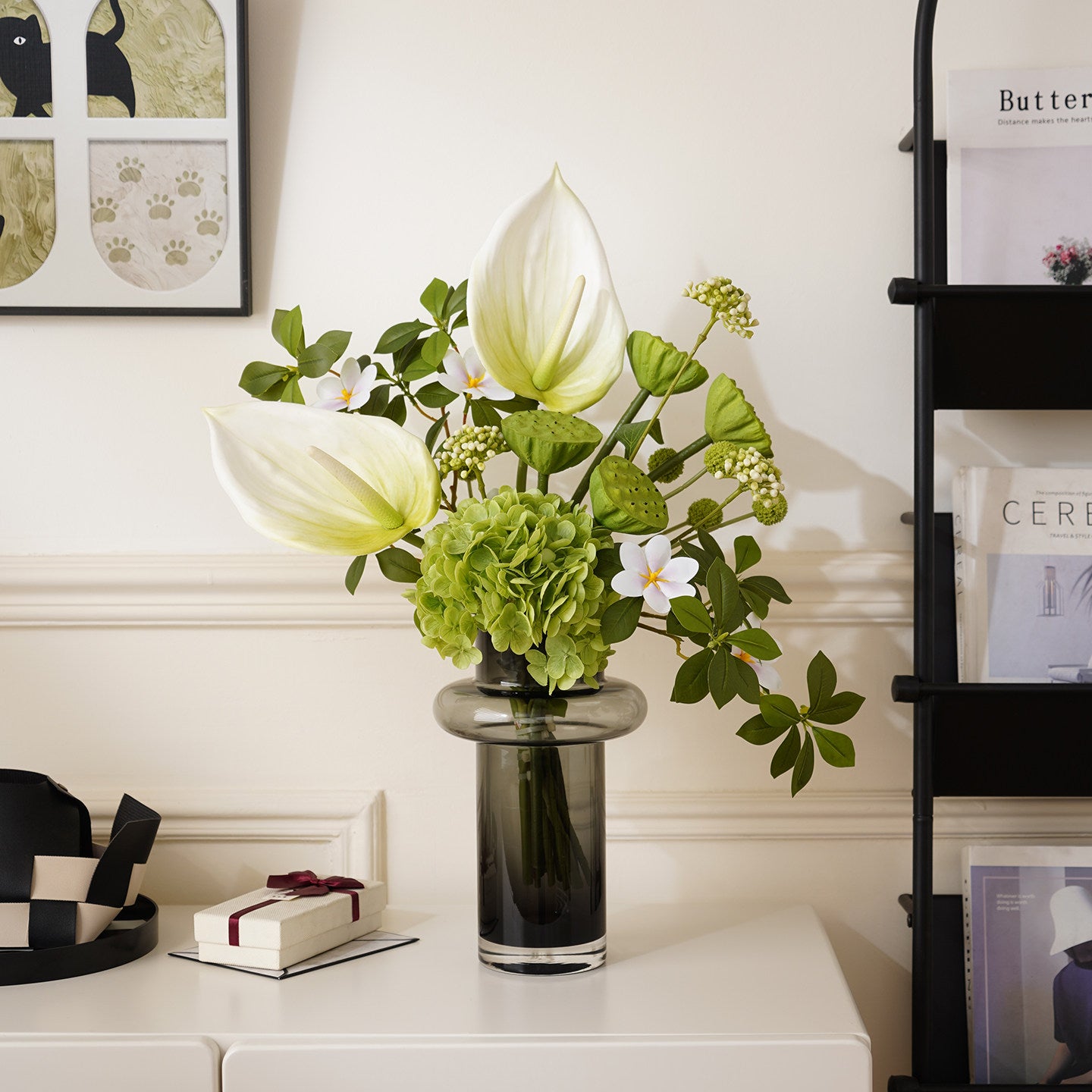 ValarFlower Green Artificial Floral Arrangement for Home Decor, Wedding Table Centerpiece & Event Decoration VB-245