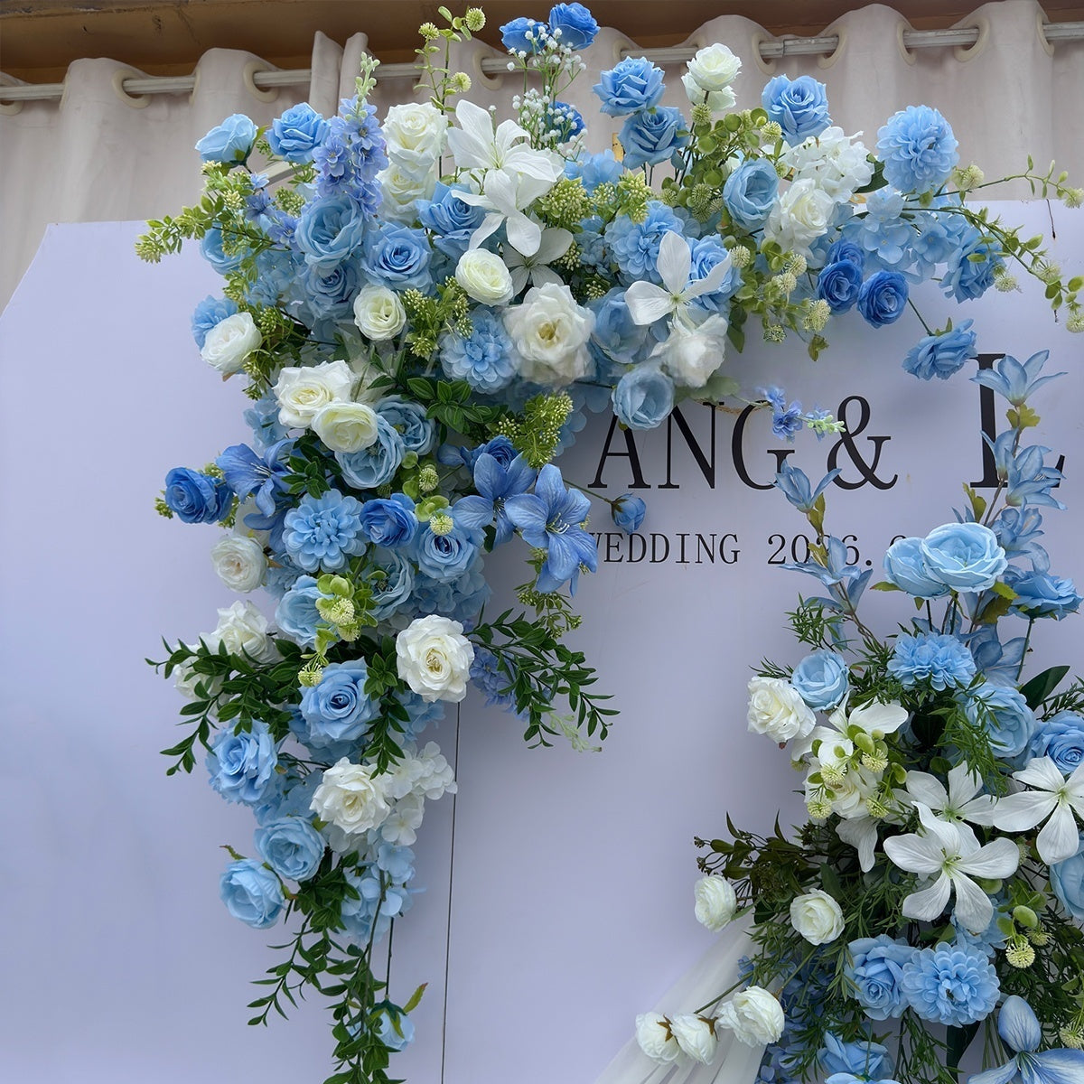 Valar Flower Blue Austin Rose & Orchid Aisle Floral Set for Wedding Ceremony and Engagement Decor WF-101