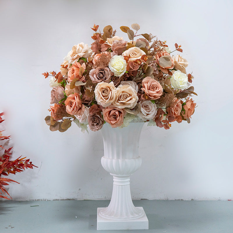 Rust Rose Artificial Flower Decor – Boho Fall Wedding Welcome & Centerpiece Arrangement FA-259