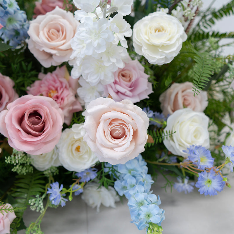 Arco de Cuerno Botánico con Rosas Blancas – Estructura de Flores Artificiales para Bodas en Jardín y Sesiones de Fotos VA-365