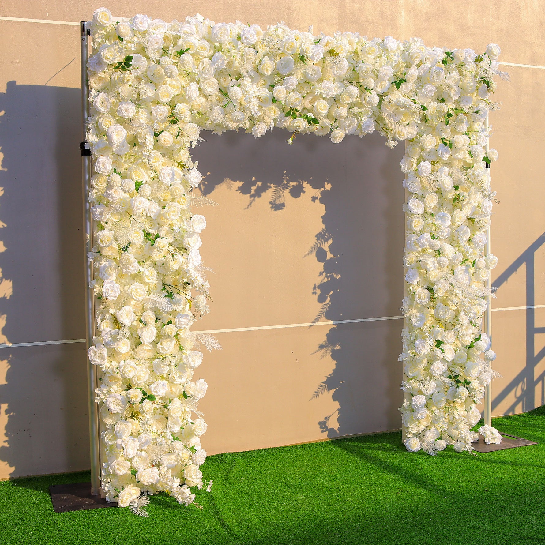 Elegant All-White Faux Floral Archway – Rectangular Flower Frame for Weddings, Parties, and Photoshoots VA-356