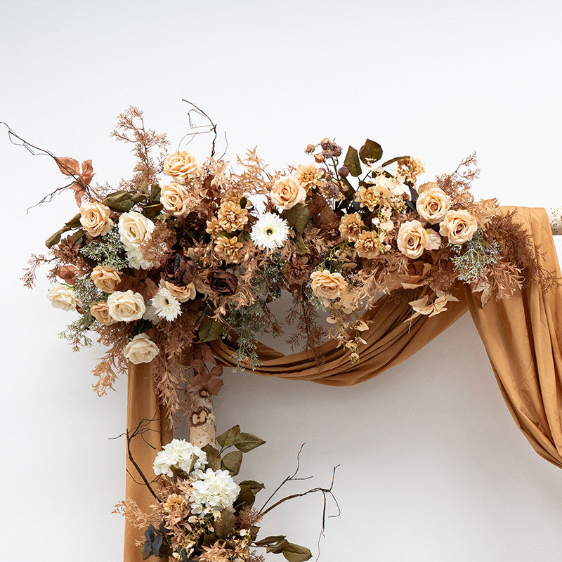 ValarFlower Rustic Brown Floral Arch Set – Artificial Fall Wedding Backdrop for Ceremony, Party & Event Decor FA-325
