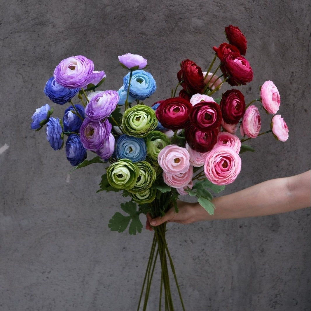 6-Head Dreamy Ranunculus Artificial Flower – Lifelike Bloom for Wedding & Decor FS-1043