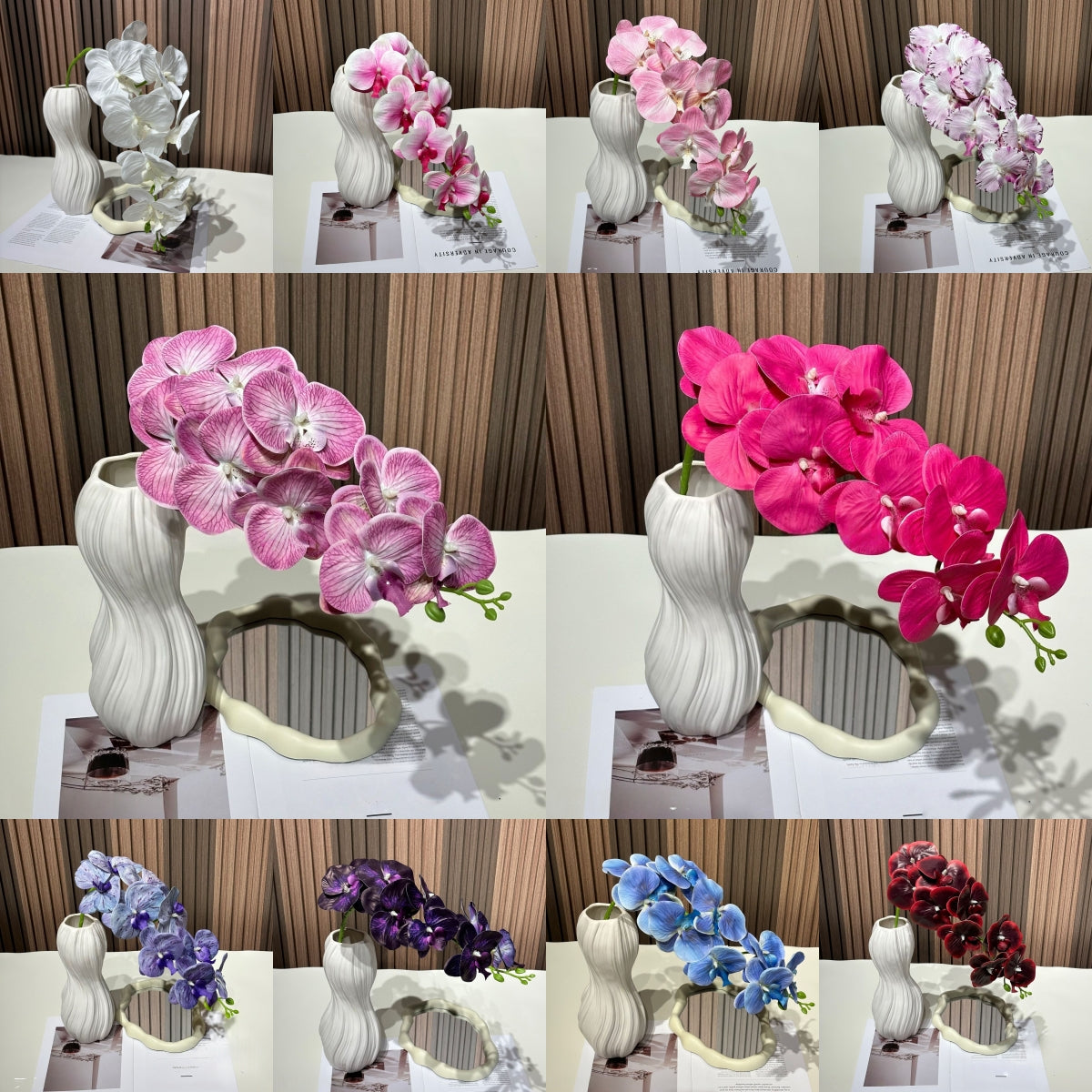 Valar Flower 3D Butterfly Orchid – 9 Heads of Realistic Faux Phalaenopsis for Elegant Home & Event Decor FS-1060