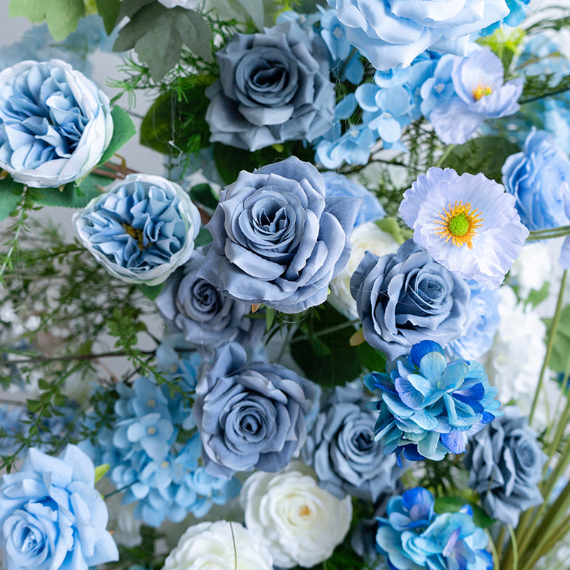 Arche florale élégante en forme de lune pour cérémonie de mariage - Arche de fleurs artificielles pour mariages, événements et occasions spéciales