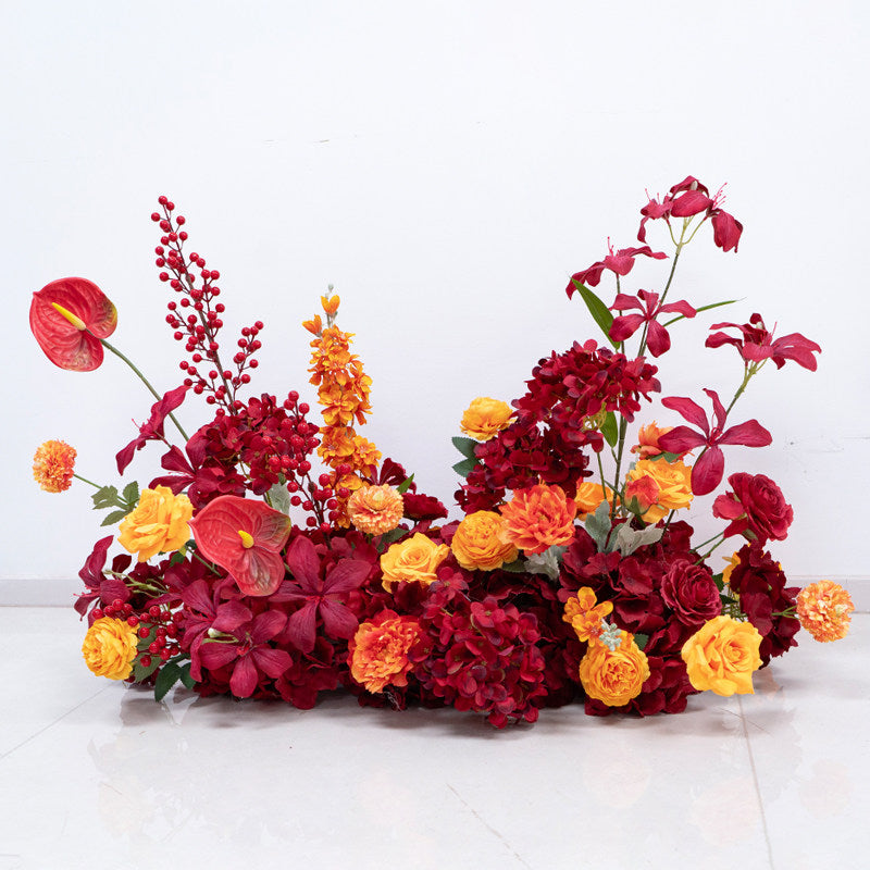 エレガントな青と白の花柄ウェディングアーチ、人工花のアレンジメント、セレモニーバックドロップ&イベント装飾 FA-211
