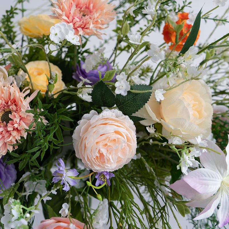 Pfirsich- und weiße Rosen-Hochzeitsbogen und -Mittelstücke, künstliche Blumen-Hochzeitsdekoration, Brautparty-Dekor FA-203