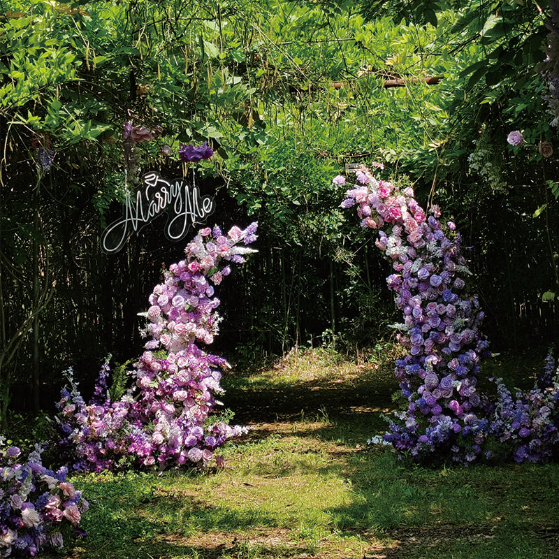 Valar Purple Dream Horn Arch, Artificial Floral Backdrop, Elegant Wedding Ceremony Decor, Luxurious Event Photography Prop VA-339