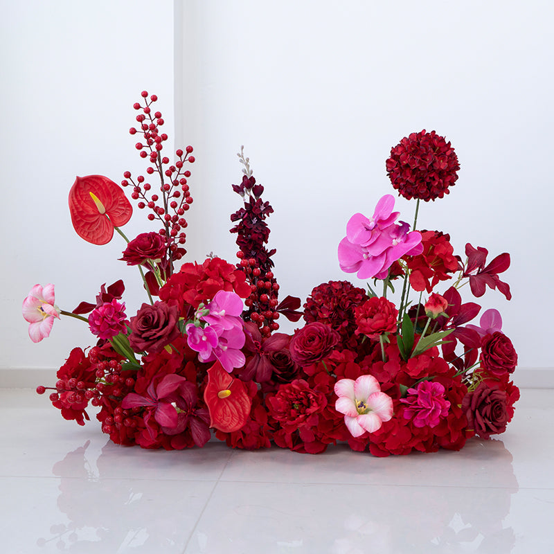 Valar Flower Luxury Red Artificial Flower Arrangement Kit for Wedding Ceremony, Reception & Event Styling FA-302