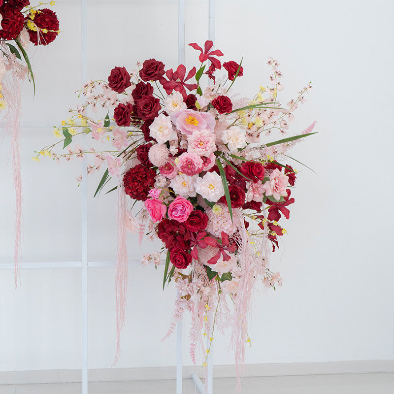 Valar Flower Romantic Pink & Burgundy Faux Floral Arrangement Set – Wedding & Event Decor FA-316