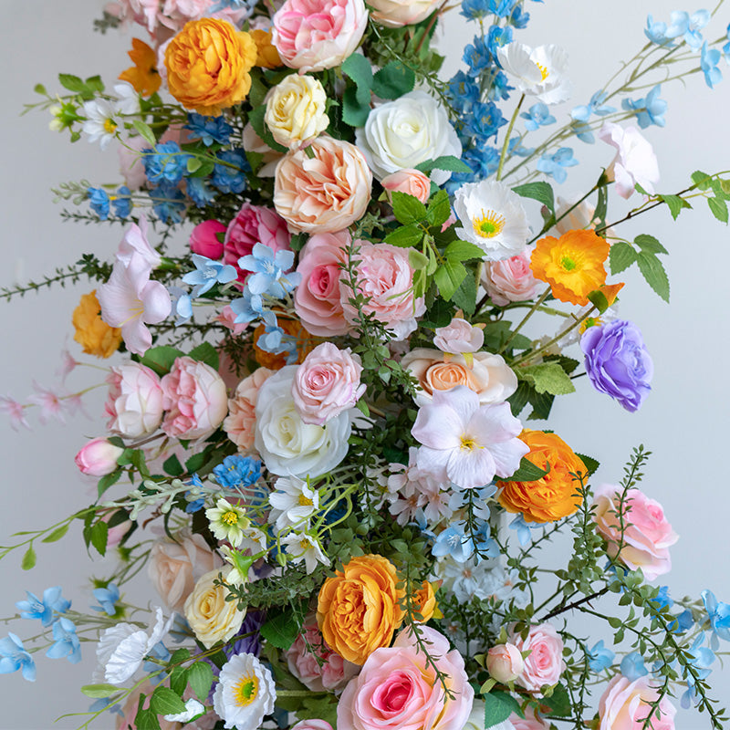 Arche florale élégante en forme de lune pour cérémonie de mariage - Arche de fleurs artificielles pour mariages, événements et occasions spéciales