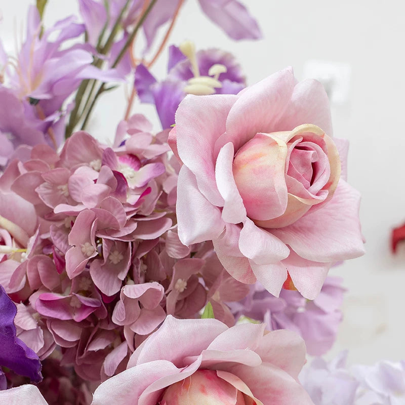 ValarFlower Artificial Wedding Flower Pillars, Purple Floral Columns for Ceremony Aisle and Event Decor VA-420