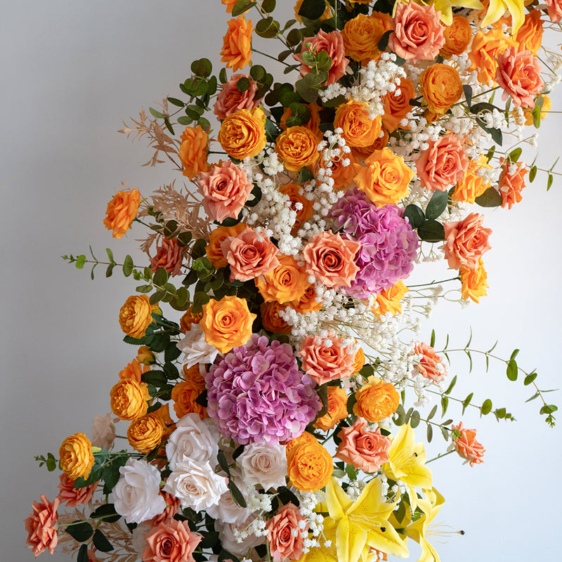 Arche florale élégante en forme de lune pour cérémonie de mariage - Arche de fleurs artificielles pour mariages, événements et occasions spéciales