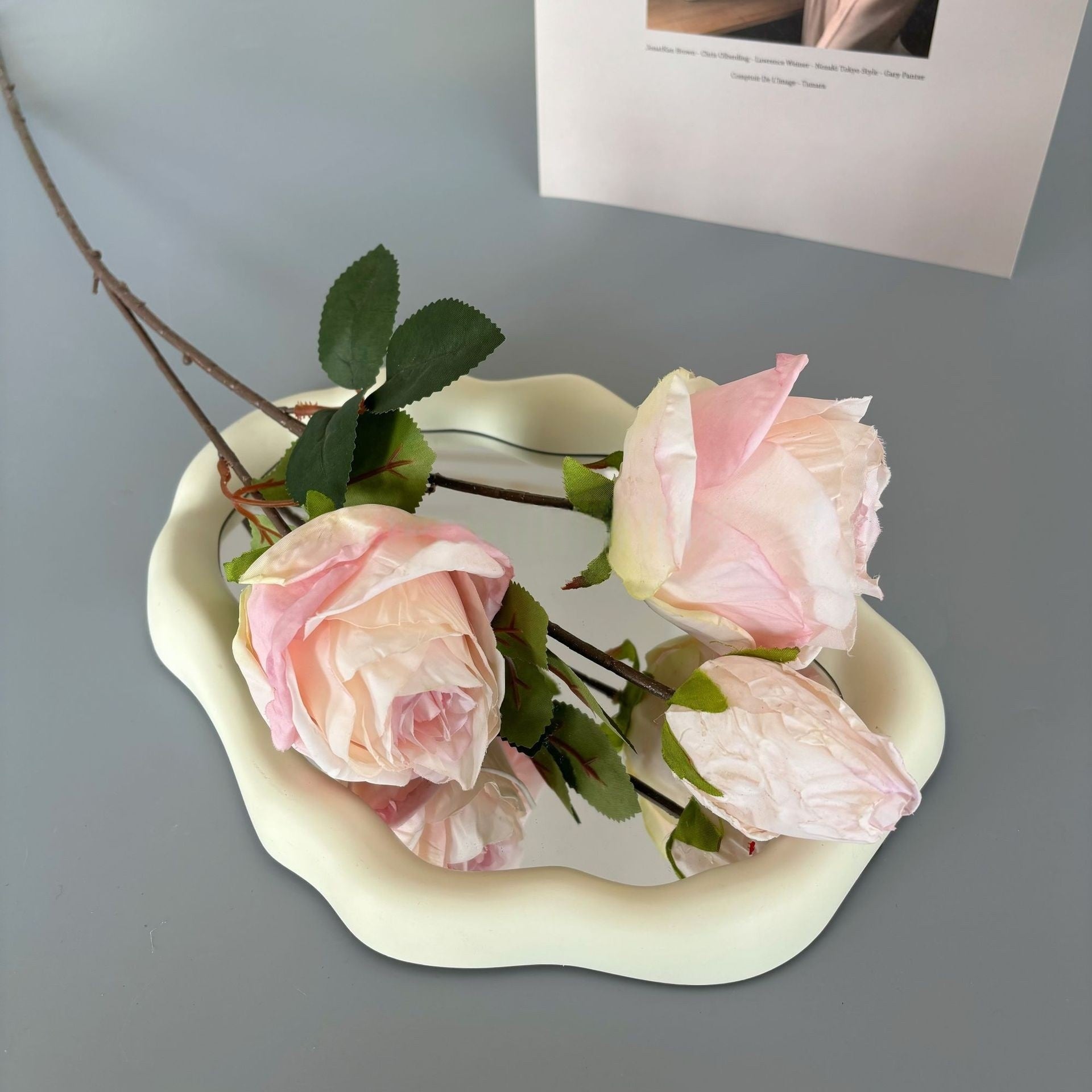 Valar Flower Vintage Edge-Burnt Artificial Rose – Realistic Gradient Petal Snow Mountain Rose Stem FS-1077