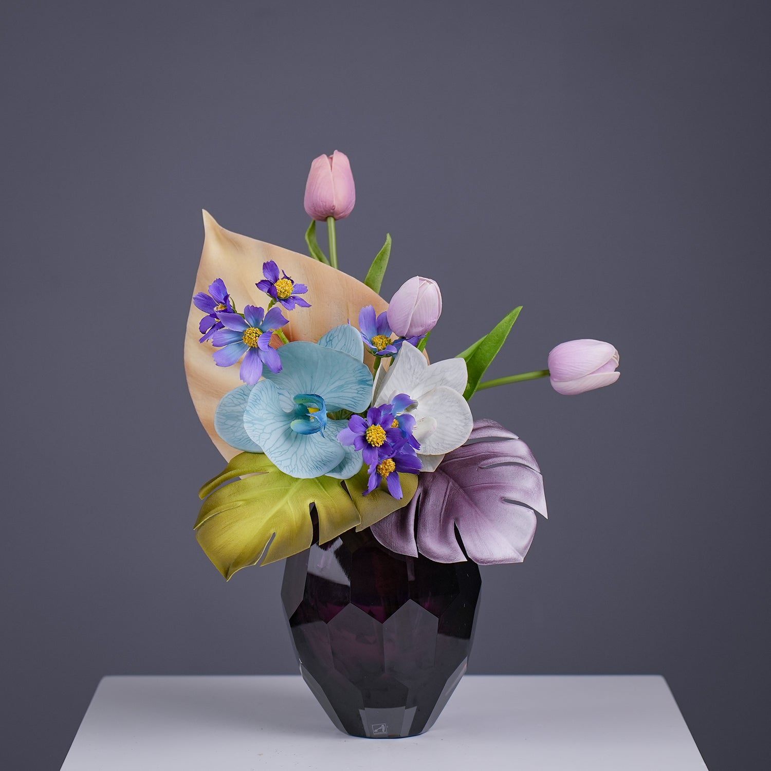 Modern Artistic Faux Floral Arrangement | Luxury Designer Artificial Flowers for Home, Hotel & Event Display VB-213 (Without Vase)