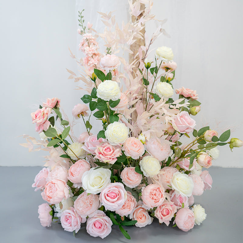 Romantic Pink and White Floral Wedding Arch, Artificial Flower Arrangement, Ceremony Backdrop & Reception Decor FA-209