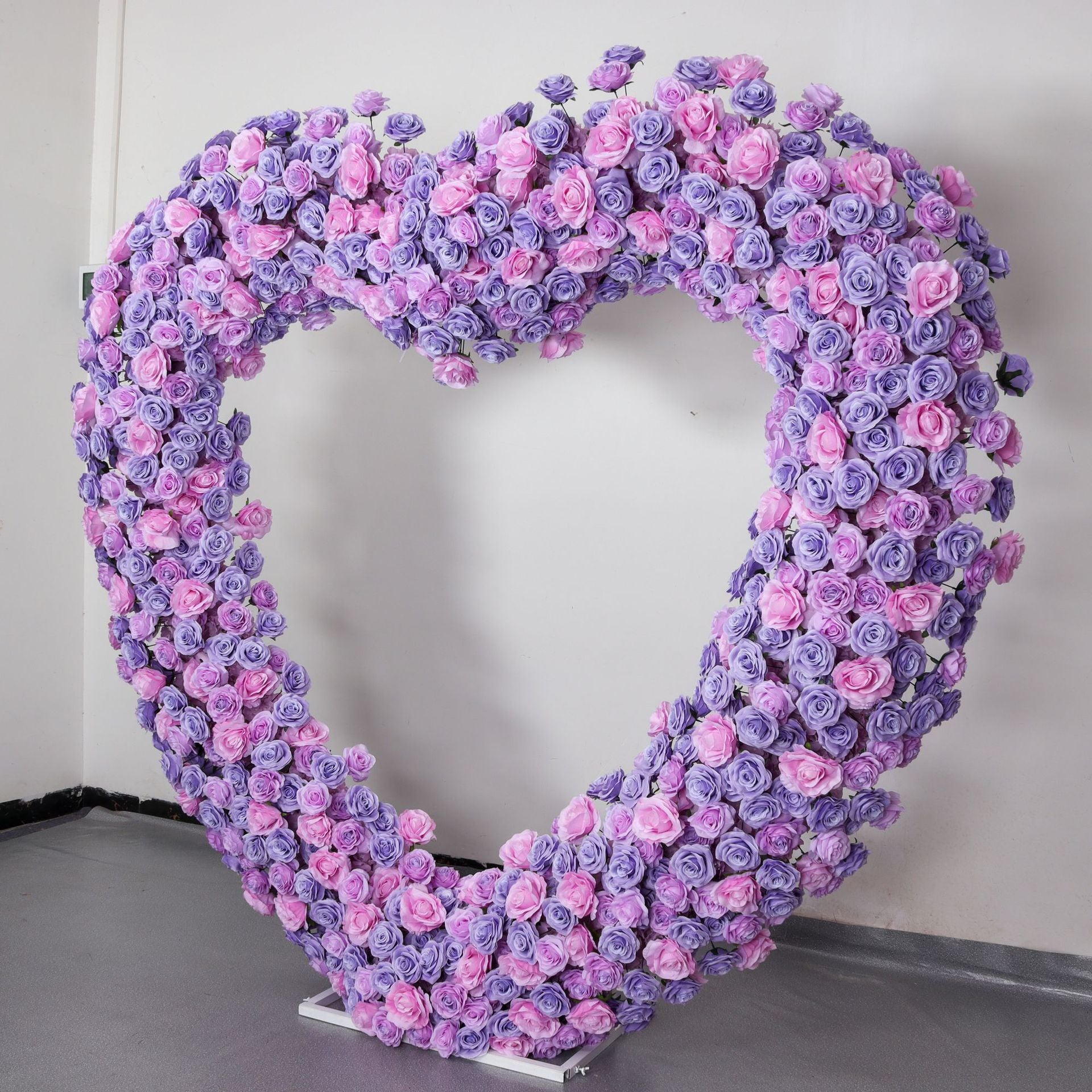 Purple & Pink Faux Rose Heart Arch – Wedding Ceremony Decoration and Photo Backdrop Display HA-404