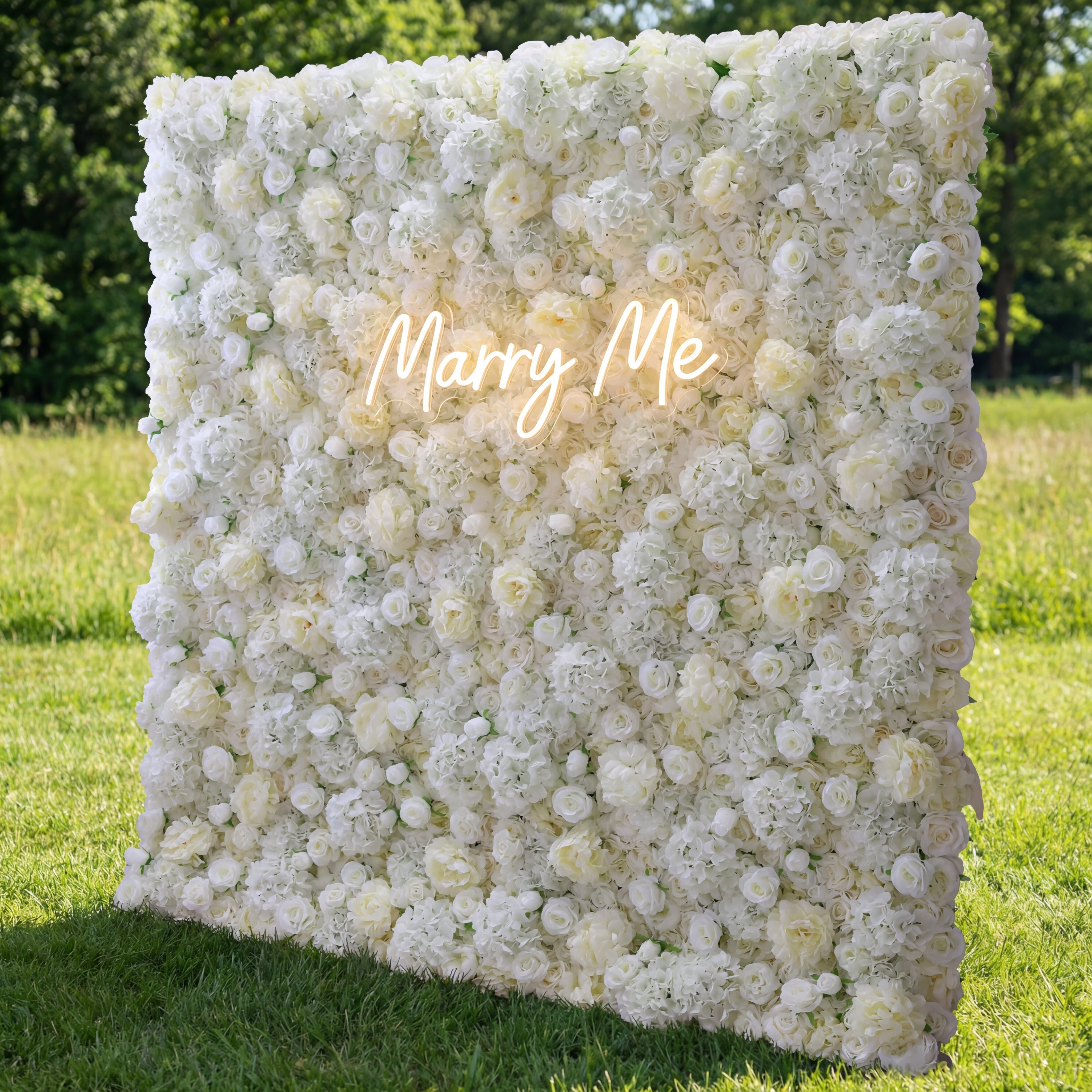 バラーフラワーロールアップファブリック人工白花壁結婚式バックドロップ、フローラルパーティーデコレーション、イベントフォトグラフィー VF-052