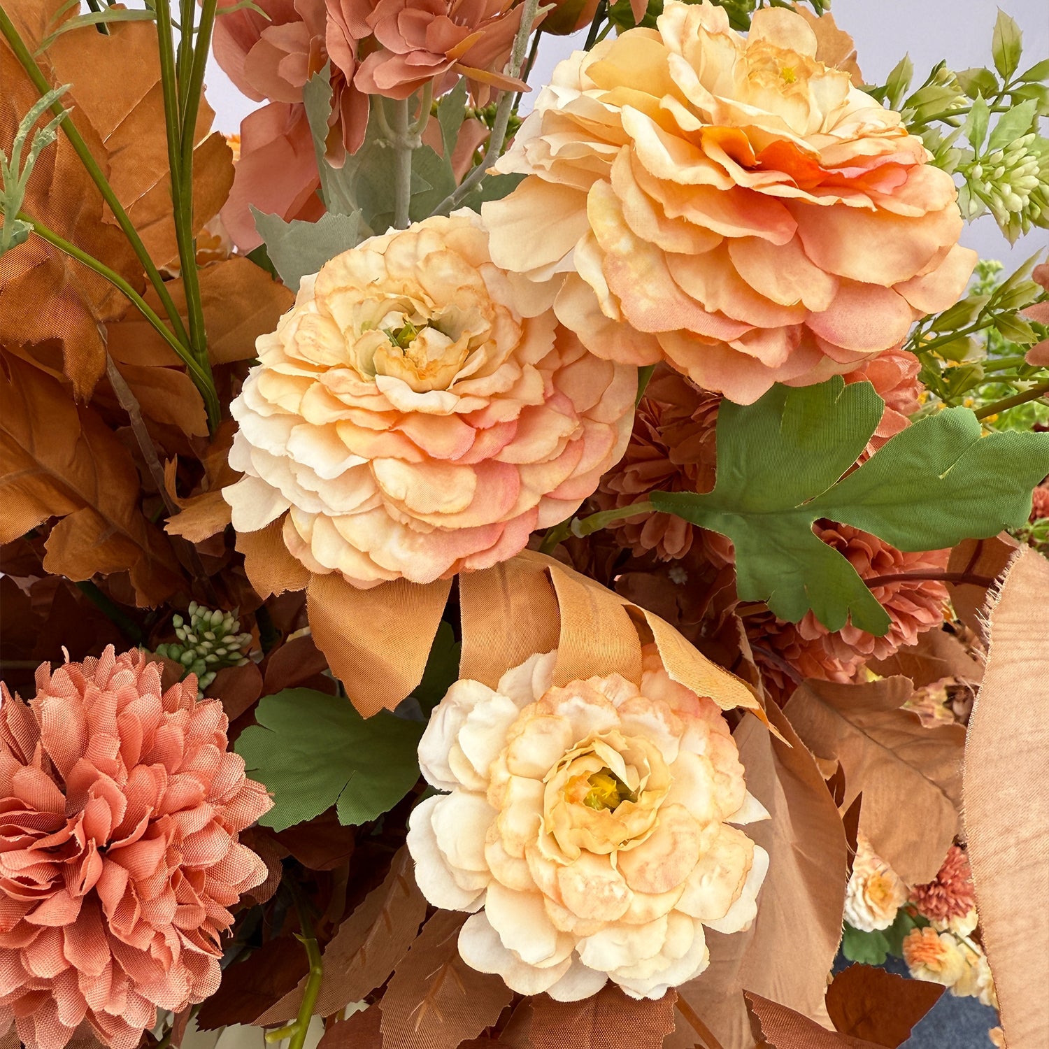 Valar Flower Coffee & Orange Lily Faux Flower Aisle Set for Wedding Ceremony Entrance & Welcome Decor WF-105