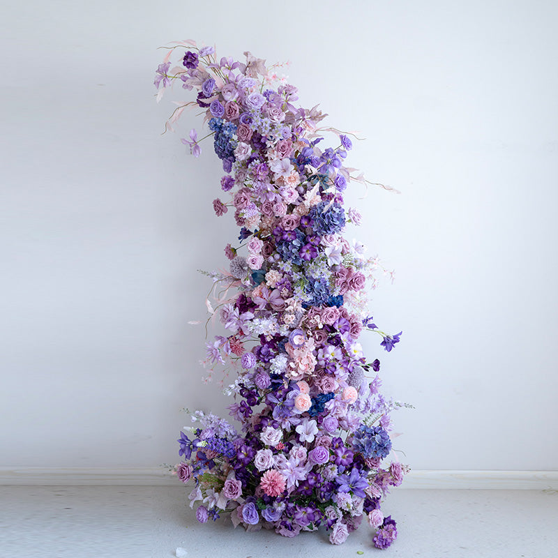 Valar Purple Dream Horn Arch, Artificial Floral Backdrop, Elegant Wedding Ceremony Decor, Luxurious Event Photography Prop VA-339