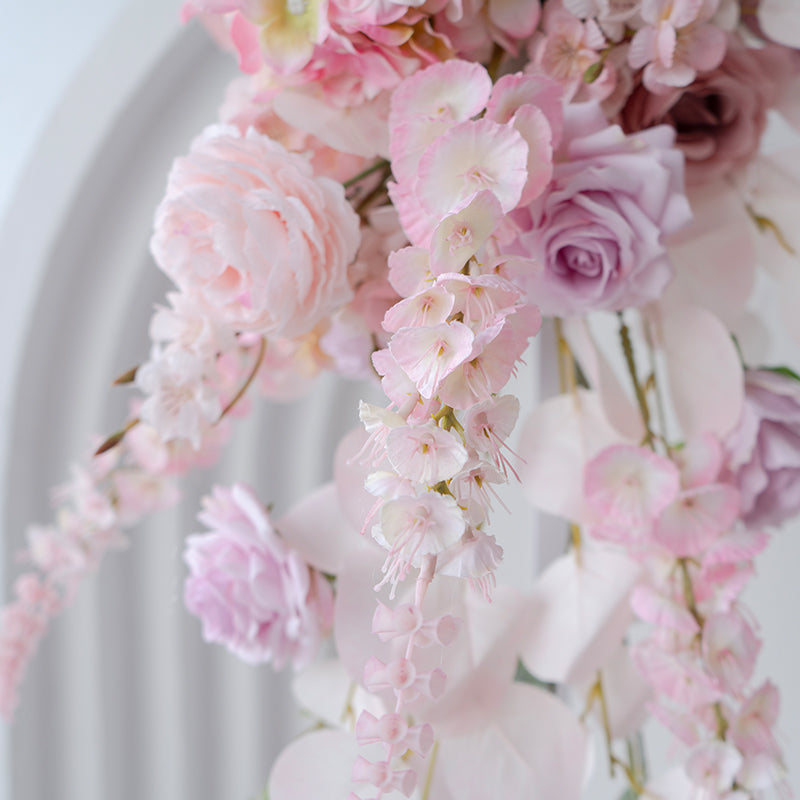 Arco y Conjunto de Pilar Floral Rosa, Fondo de Boda con Flores Artificiales, Decoración para Propuesta de Compromiso, Fotografía de Eventos FA-201