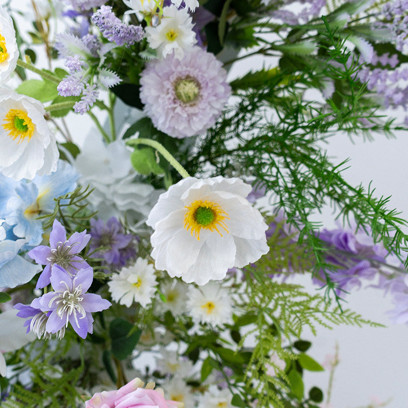 Valar Flower Luxury Crescent Floral Arch Set – Lavender & Blush Wedding Ceremony Backdrop VA-394