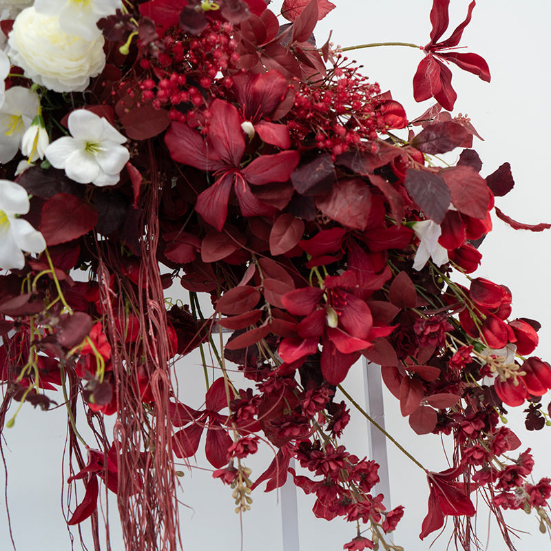 Valar Flower Oriental Red Hanging Floral Set – Artificial Flower Arrangement for Wedding Ceremony Wall Decor & Event Backdrop FA-279