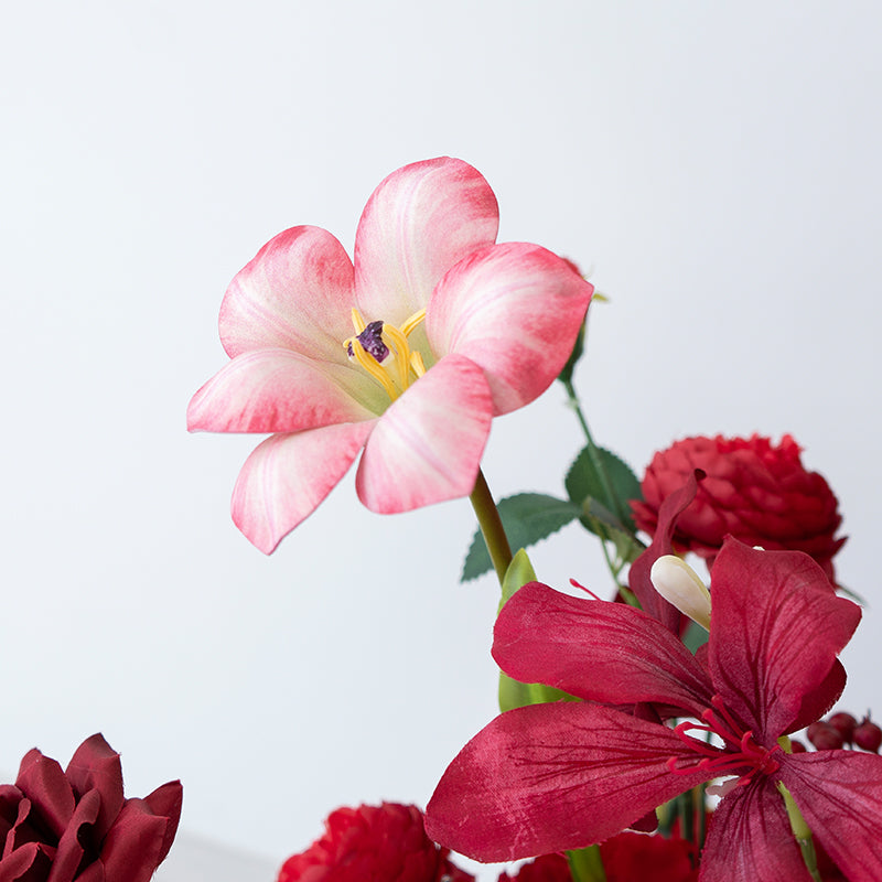 Valar Flower Luxury Red Artificial Flower Arrangement Set for Wedding Decor, Event Backdrop & Celebration Centerpieces FA-304