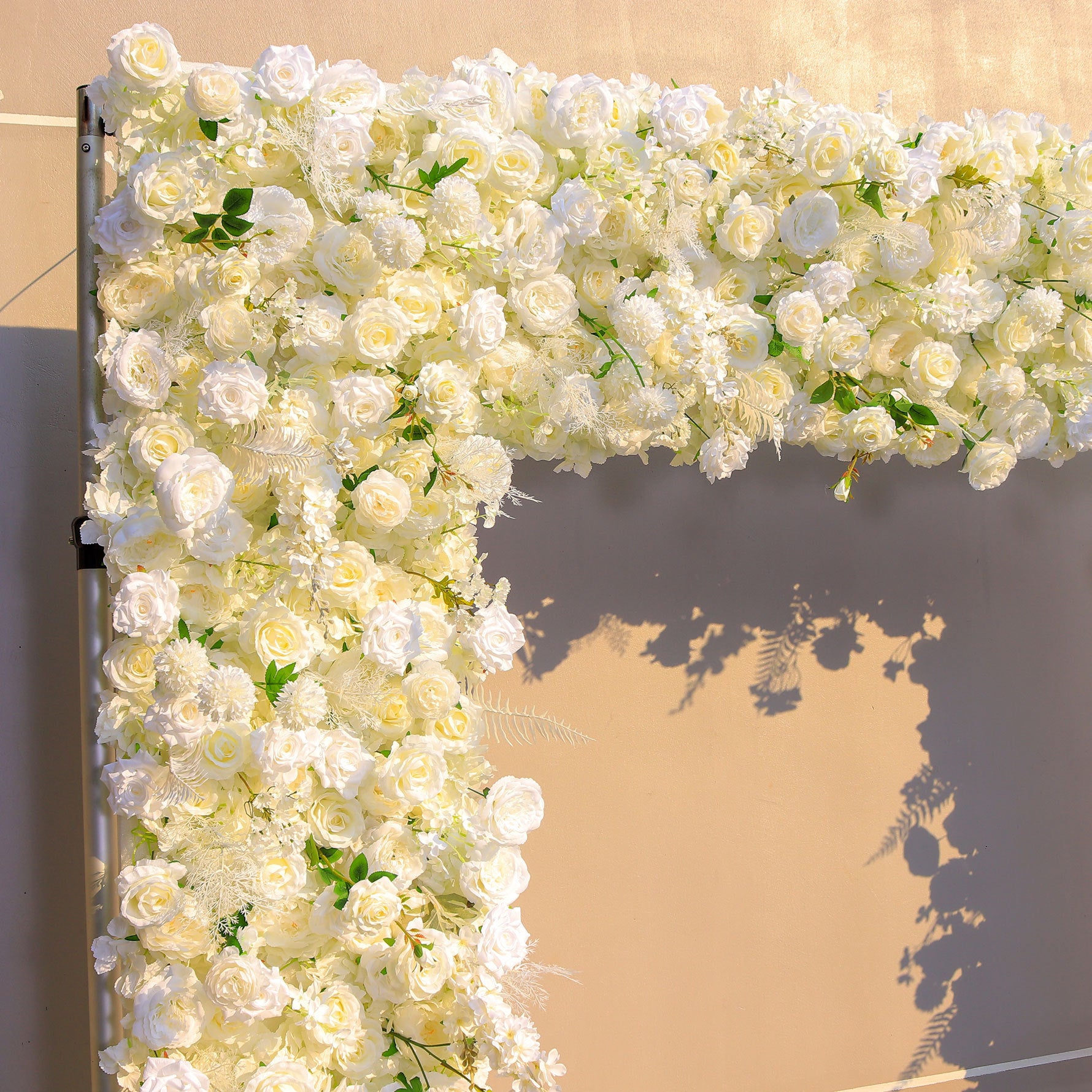 Elegant All-White Faux Floral Archway – Rectangular Flower Frame for Weddings, Parties, and Photoshoots VA-356