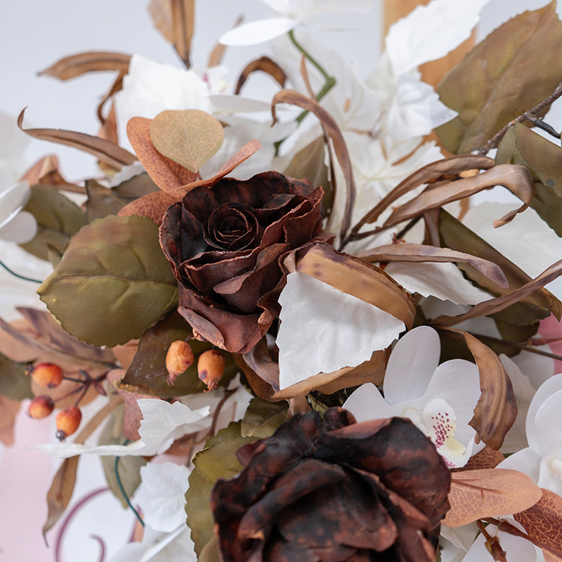 Valar Flower Elegant Dark Coffee Brown Wedding Arch Flower Set – Faux Floral Backdrop for Ceremony & Reception FA-305