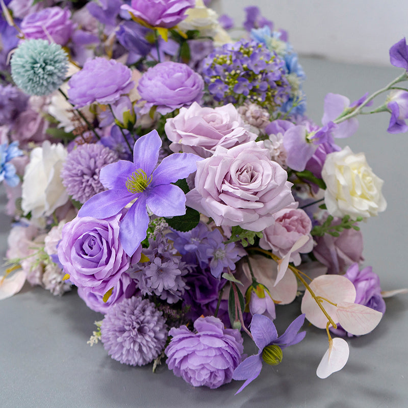 Camino de mesa de boda floral en lavanda y púrpura, arreglo de flores artificiales, decoración para recepción y exhibición de eventos FA-218