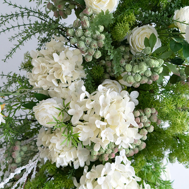 Arche florale élégante en forme de lune pour cérémonie de mariage - Arche de fleurs artificielles pour mariages, événements et occasions spéciales