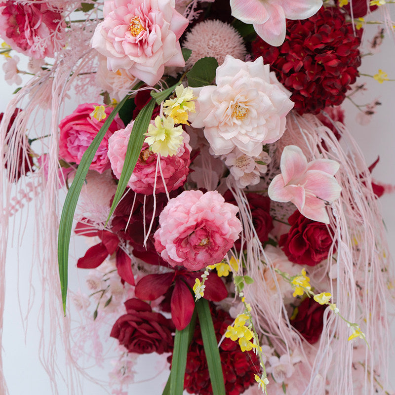 Valar Flower Romantic Pink & Burgundy Faux Floral Arrangement Set – Wedding & Event Decor FA-316