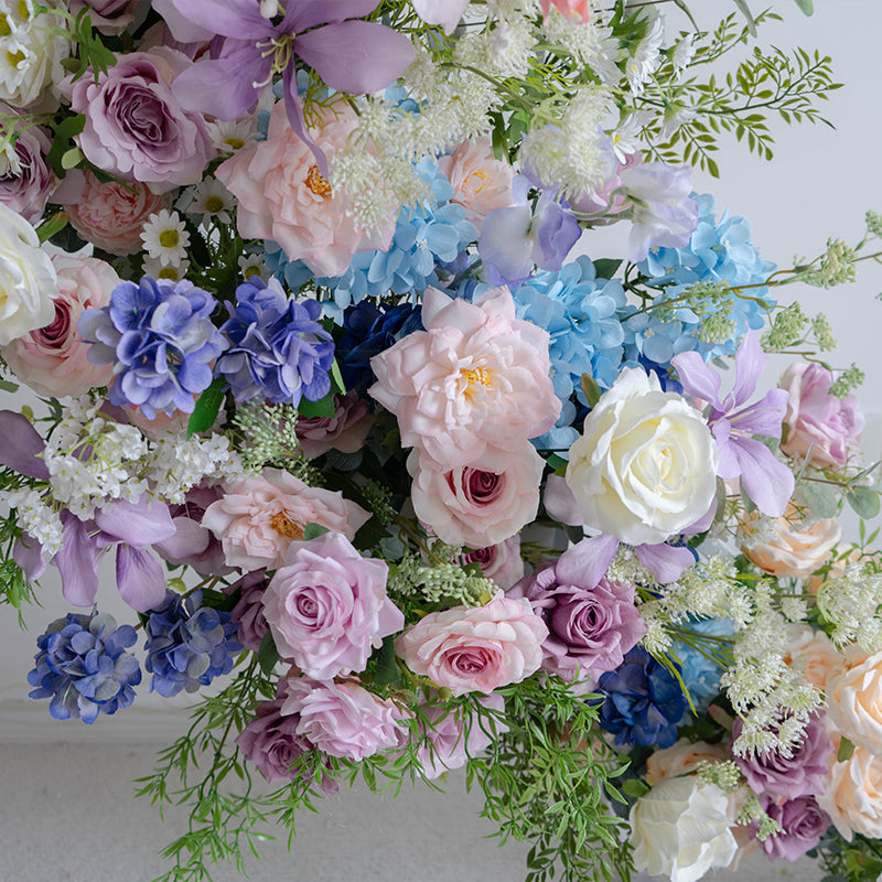 Arche florale élégante en forme de lune pour cérémonie de mariage - Arche de fleurs artificielles pour mariages, événements et occasions spéciales