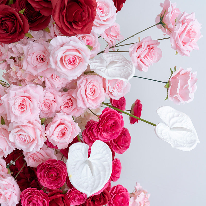 Valar Ombre Pink Horn Arch, Artificial Floral Backdrop, Romantic Proposal & Wedding Ceremony Decor, Elegant Event Photography Prop VA-342